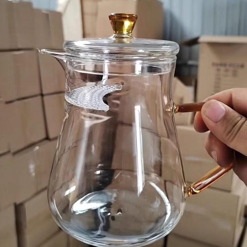 ZISIZ Heat-Resistant Glass Teapot with Crescent Filter