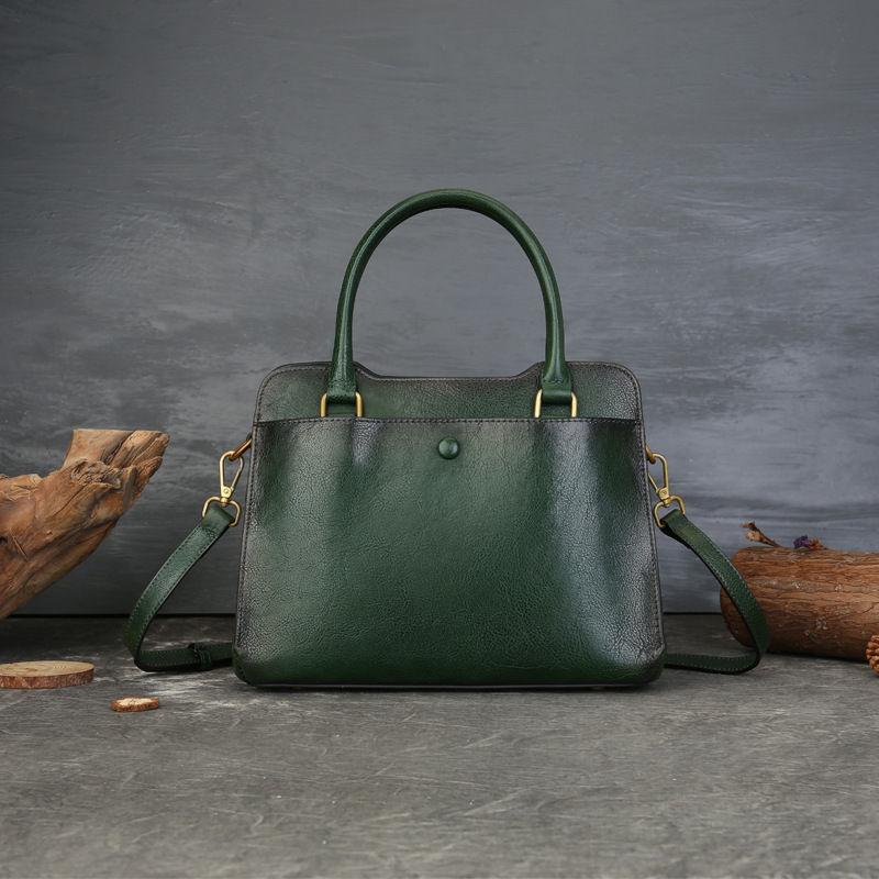 

Женские сумки из натуральной кожи, винтажный дизайн, клатч, сумки, сумка на молнии через плечо 27*22*13cm зелёный