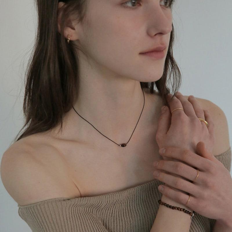 Modernlike Silver 925 Oval Gemstone Silk String Necklace