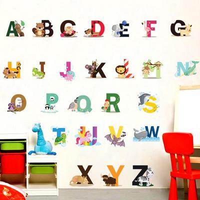 26 Pcs PVC Alphabet Wall Decals for Kids Rooms Animal ABC Playroom Decoration Wall Stickers