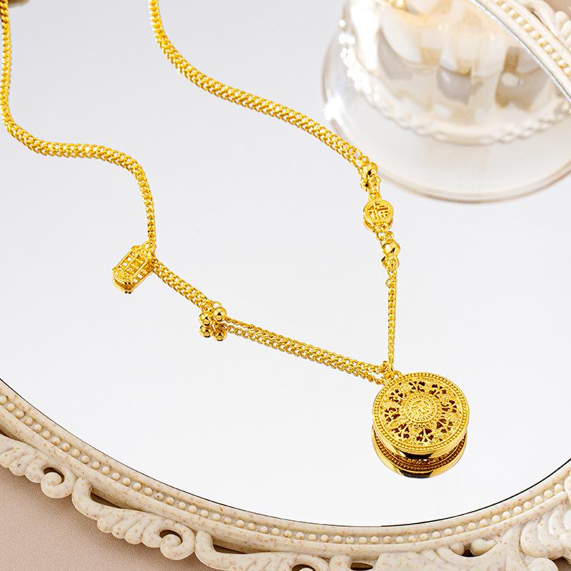 

Вьетнамское филигранное ожерелье-компас: Цепочка на ключицу из песочного золота, медный сплав, украшение с долговечным цветом