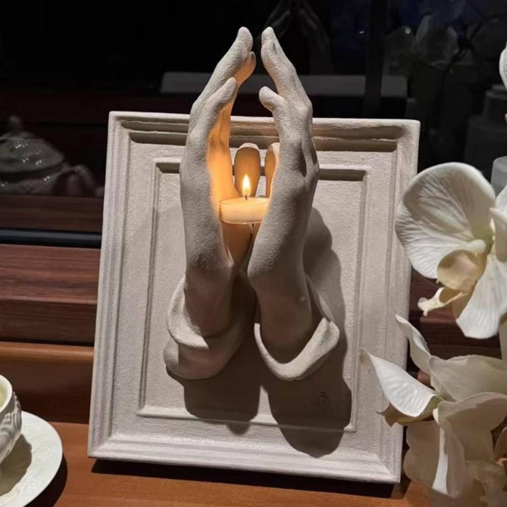 Praying Hands Candle Holder Versatile Table Ornament Religious for Entryways