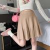 Solid color short skirt, knitted half skirt, women's spring/summer high waisted A-line skirt, design sense, niche pleated skirt