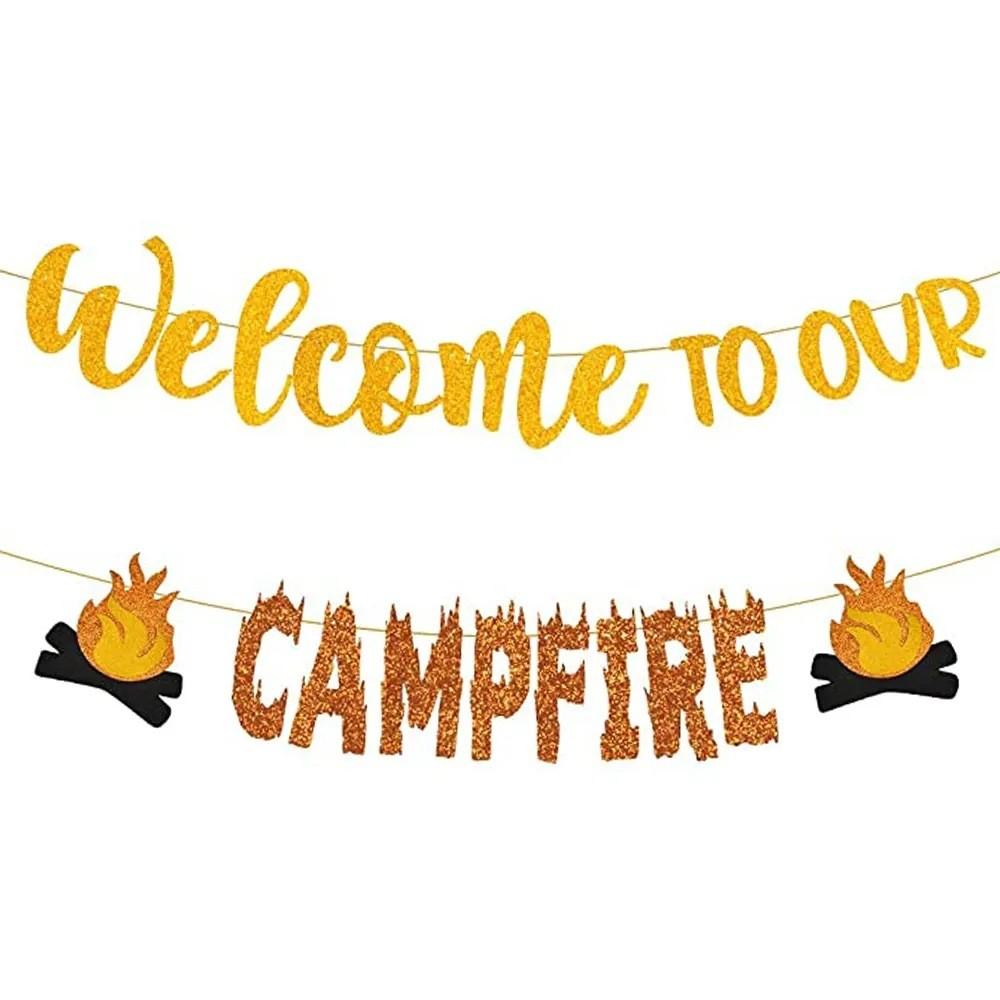 

Themed Camping Birthday Party Decoration Background Banner Props Activity