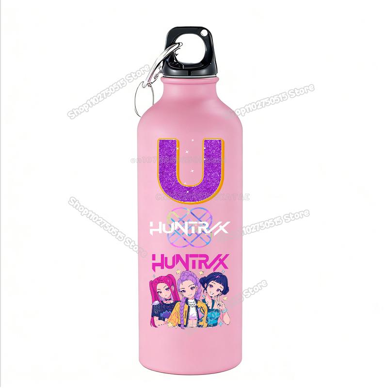 High Quality 500ml KPop Demon Hunters Kids Sport Water Bottle Letter A-Z Rumi Mira Zoey Outdoor Bottle Large Capacity Girl School Drink Cups