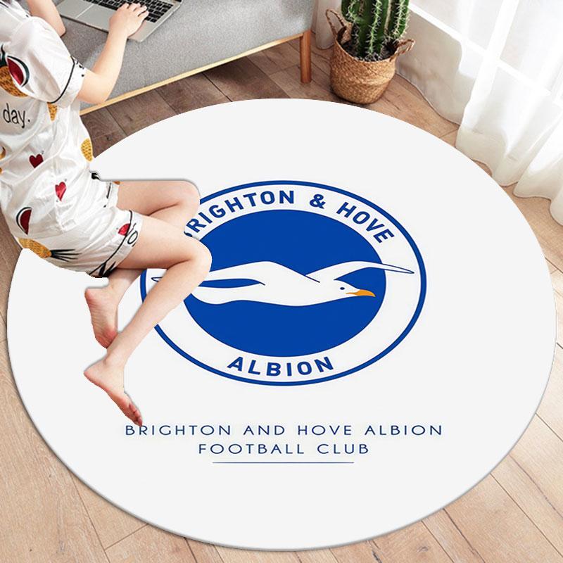 Brighton & Hove Albion Round Area Rug,Carpet Rug for Living Room Bedroom Sofa Playroom Decor,Non-slip Floor Mat