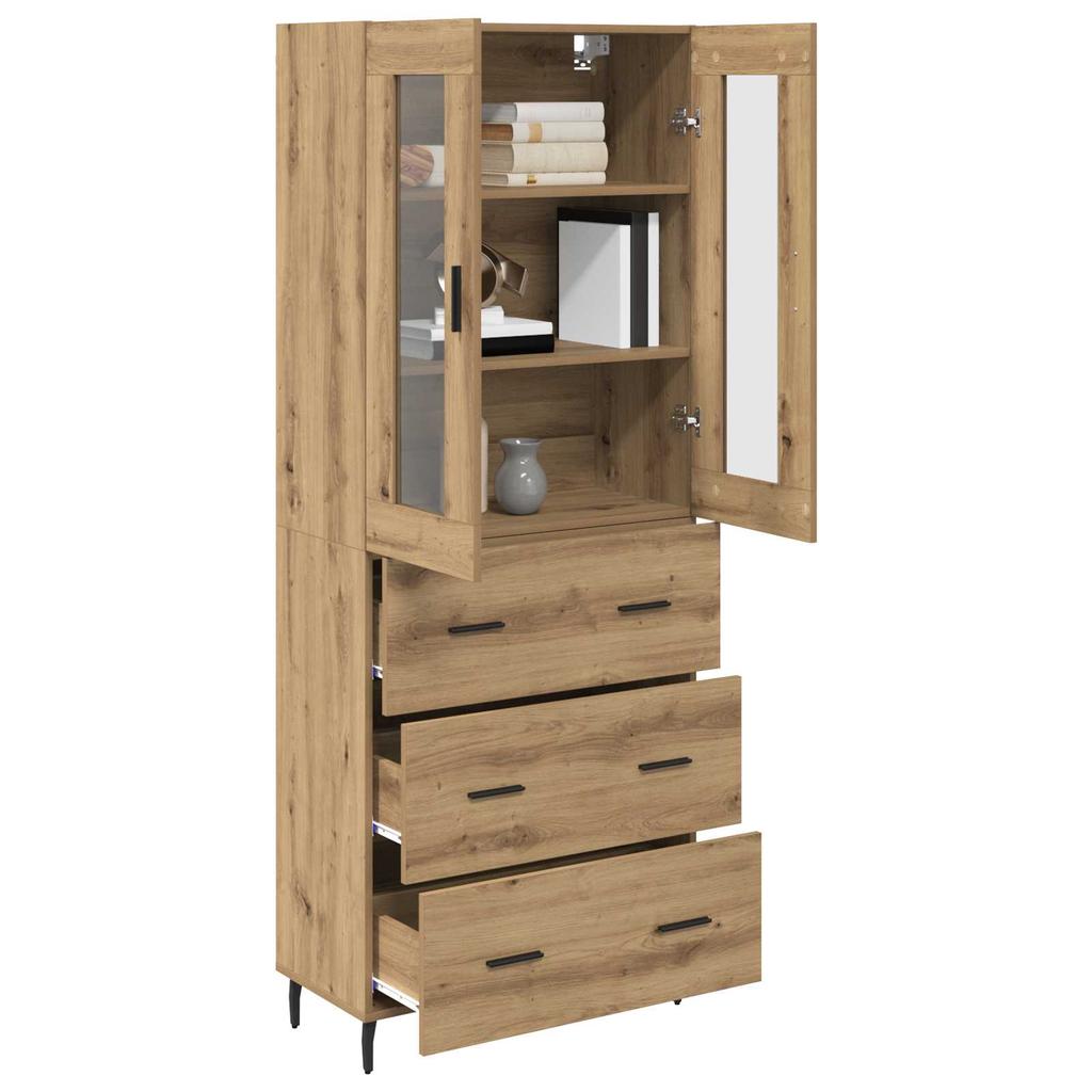 Highboard with Drawers 2 pcs Artisan Oak Wood Material