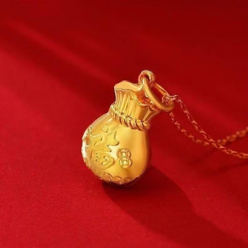 

Auspicious Cloud Gold Chain Lucky Money Bag Pendant - Simple Chinese Style Gift