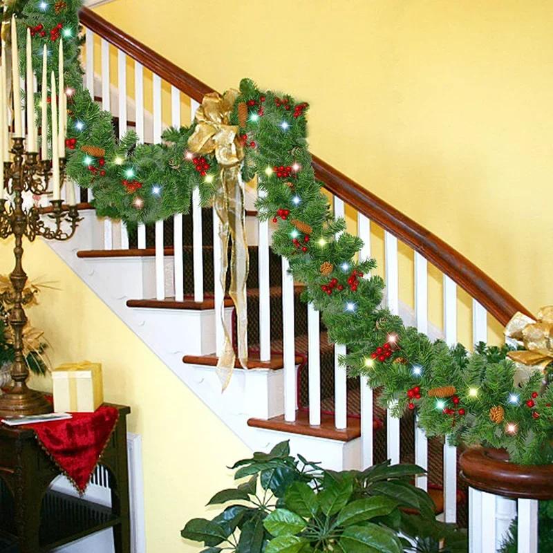 Green PVC Christmas Decoration Rattan Hotel Shopping Mall Bar Door Hanging Decoration Christmas Encrypted Rattan