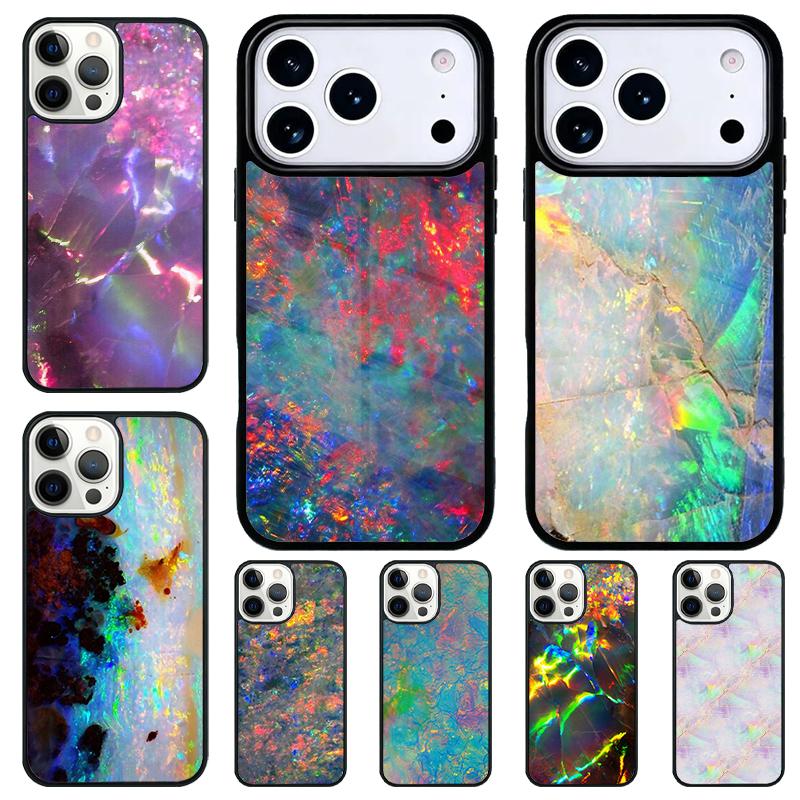 Opal Stone Iridescent Shockproof Phone Case for iPhone 17 Air 16e 15 11 12 14 13 Pro Max Cover Coque