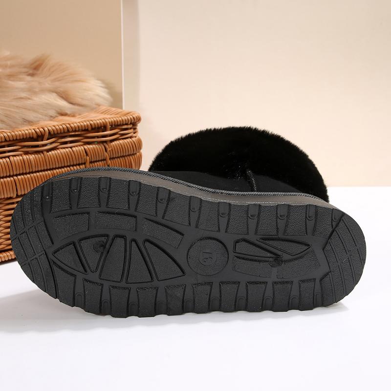 Sweet Beaded Bowknot Decoration Furry Snow Boots Women 2025 Winter Soft Thick Bottom Non Slip Fur Booties Warm Short Plush Boots