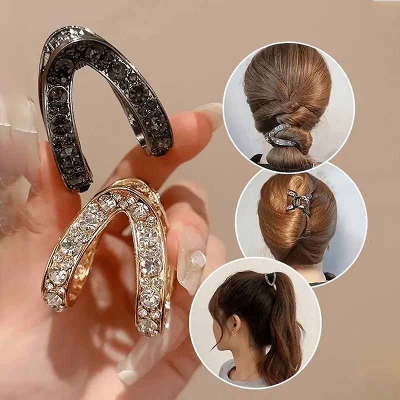 1PCS Elegant V-shaped Clip High Ponytail Fixed Artifact Shark Clip Ball Head Hollow Design Hairpin Female Hairpin Female