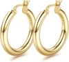 Drperfect 14K Gold Plated Chunky Hoop Earrings for Women Hypoallergenic Lightweight Large Hoops Jewelry