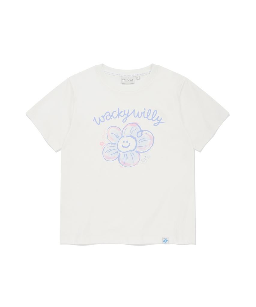 WACKY WILLY [26Ss] Women'S Big Lily Graphic Short Sleeve T-Shirt White