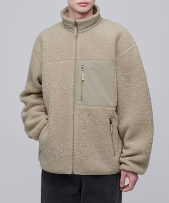 Oversized Sherpa Fleece Jacket [Beige]