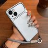 Luxury Big Window Phone Case with Lanyard for iPhone 15 Plus,15,14 Plus,14,13 Premium Textured Casing