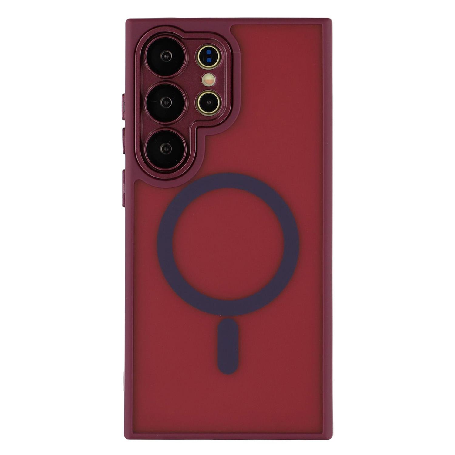 

For Samsung Galaxy S23 Ultra Magnetic Case PC + TPU Matte Phone Cover with Glass Lens Film J