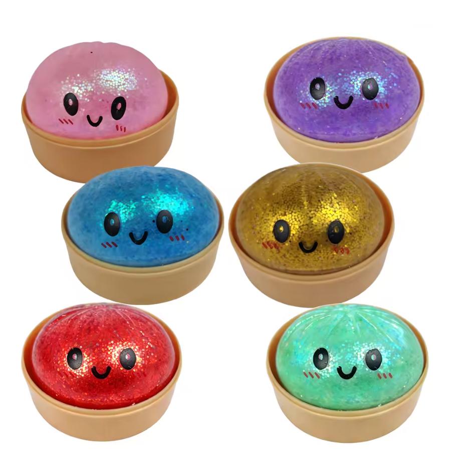 Push Bubble Smile Glitter Dumpling Glitter Dumpling Squishy With Box Dumplings Sensory Squeeze Toy For Stress Relief