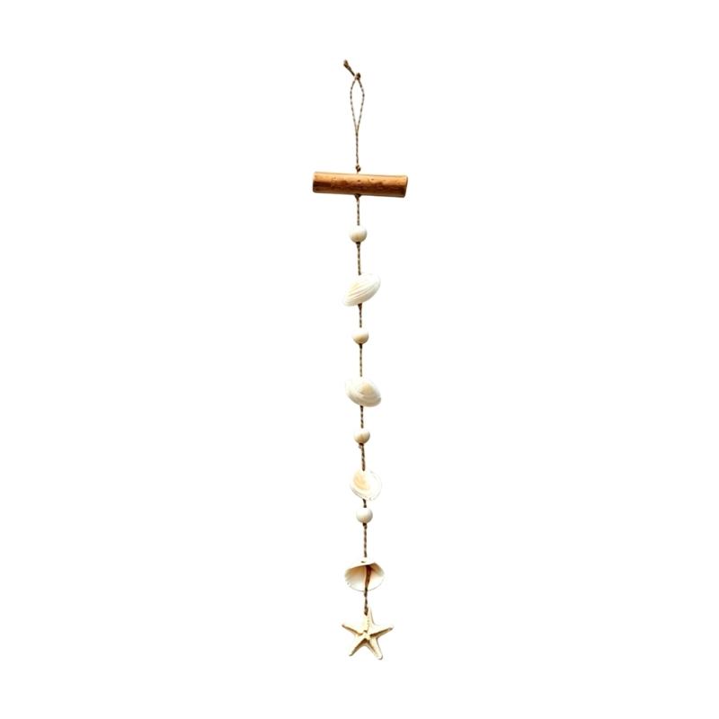 Farmhouses Beach Theme Wind Chimes With Sea Glass Shell And Wooden Accent Coastal Wall Art Hanging Pendants Decors