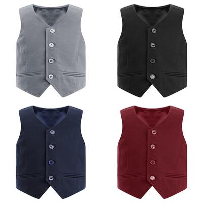 Kinderen Jongens Heren Effen Kleur Vest V-hals Button Down Rugriem Puntig Vest Party Stage Performance
