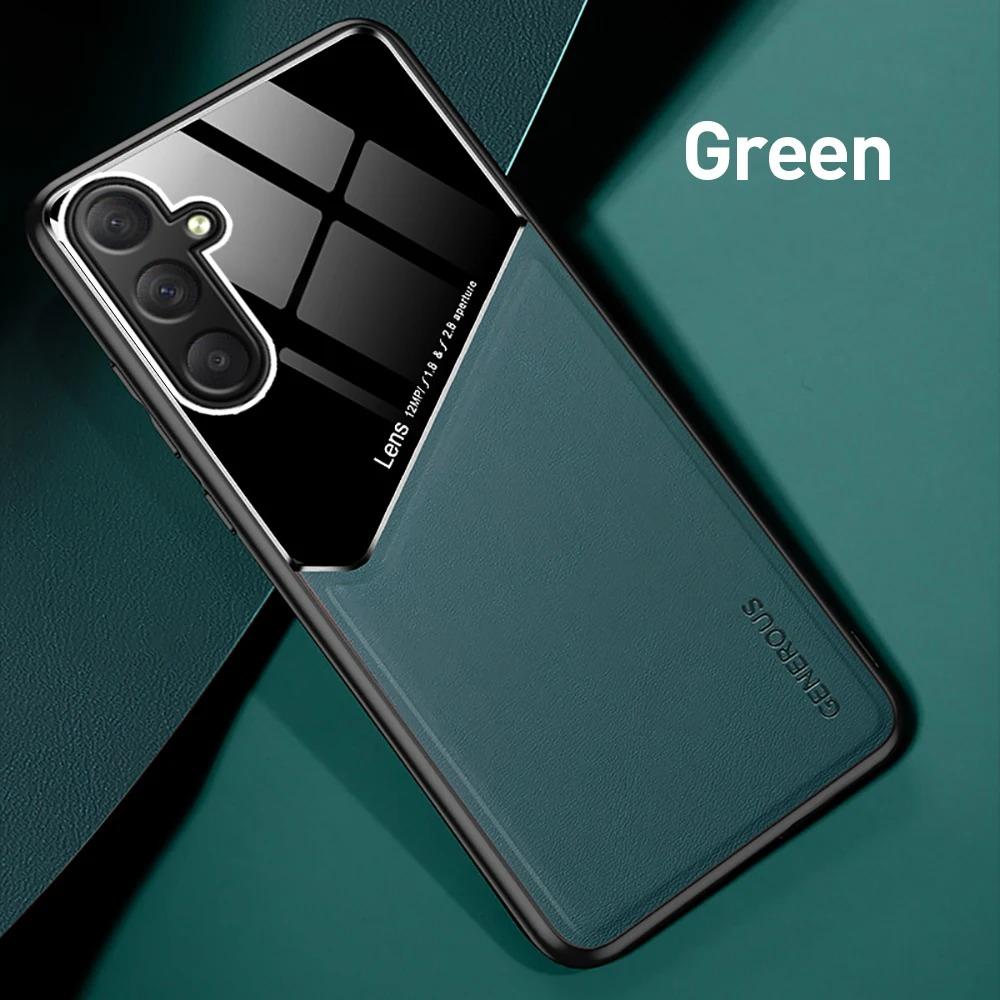 Kožené texturované pouzdro pro Samsung A16 5G A06 A36 A56 A15 A25 A35 A55 s magnetickým držákem do auta Coque Fundas Capa