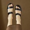 Krazing Pot Mules Cow Skin Thick Heels Peep Toe Street Wear Summer Size 42 Concise Style Elegant Women Sandals