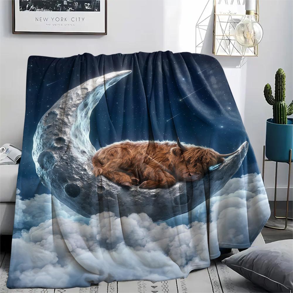 Sleeping clouds small animals Print Flannel Blanket,High quality Comfortable for All Seasons,Home Decor,Warmth and Comfort,Perfect for Christmas Gifts
