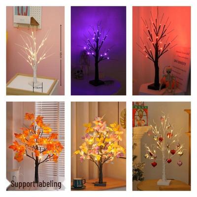 Lampki LED sznurkowe na Boże Narodzenie, Wielkanoc i Halloween - Design brzozy i jajek do dekoracji wewnętrznych/zewnętrznych