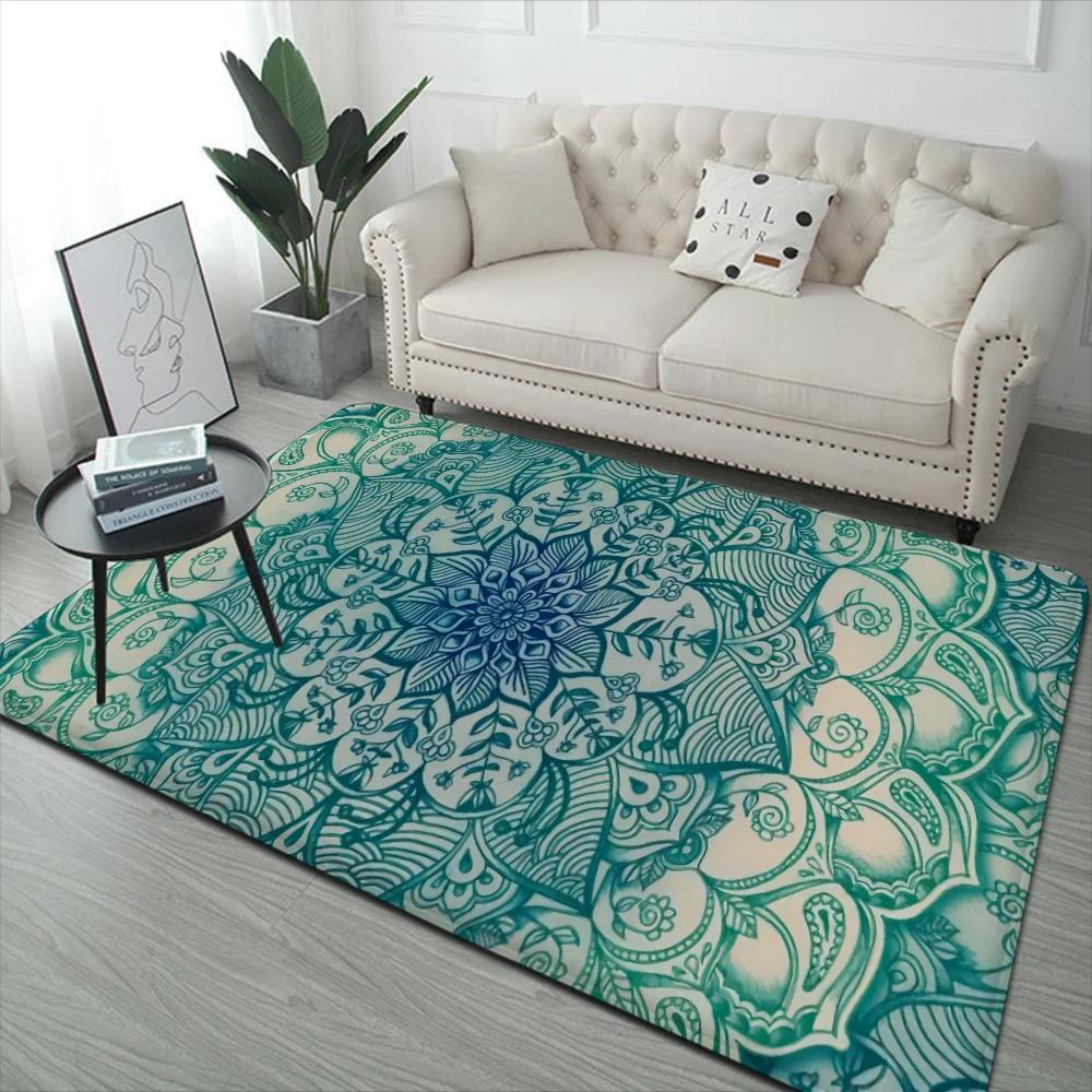 Mandala Flower Pattern Floor Mat Floor Mat INS Style Soft Bedroom Floor House Laundry Room Mat Anti-skid Household Carpets