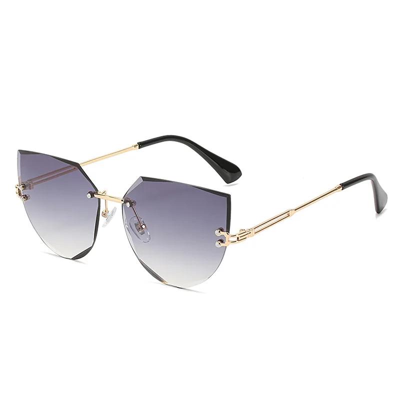 New Frameless Sunglasses Fashion Cat Eye Lentes De Sol Mujer Street Photography Trendy Accessories