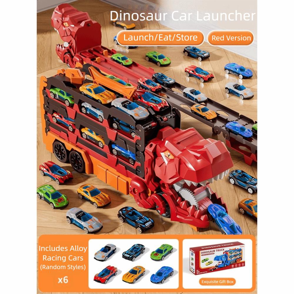 Foldable Track Dinosaur Foldable Truck Toy Transforming Molded Racing Cars Dinosaur Transport Truck Toys Metal Mini Cars