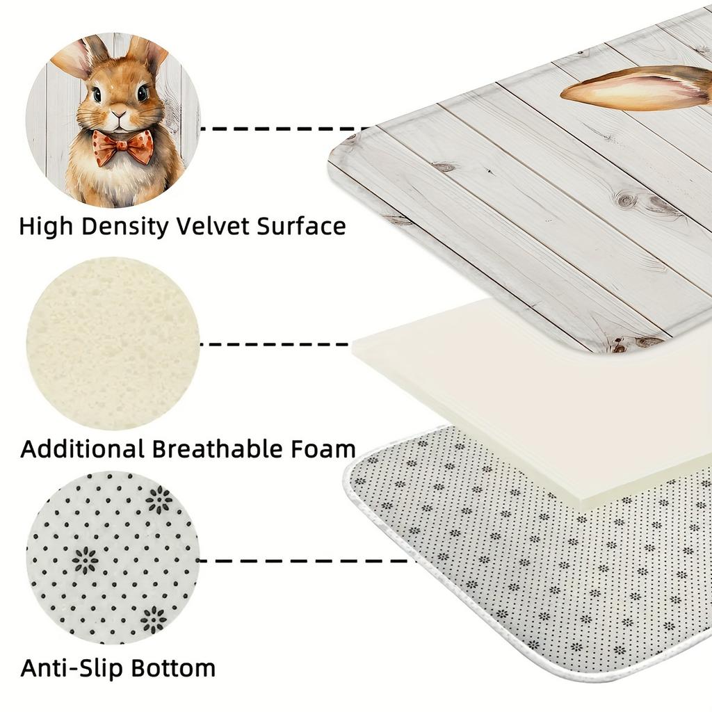 1 buc Covoare de bucătărie anti-oboseală, imprimeu cu iepure, impermeabilă, anti-alunecare, covoraș de bucătărie, cu perne groase, covoraș de bucătărie rezistent, confortabil, pentru bucătărie