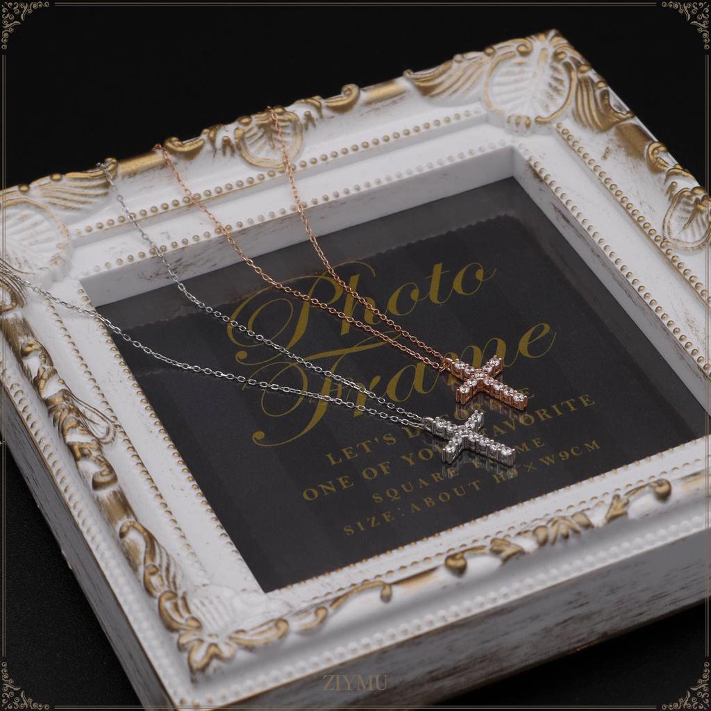[ZIYMU] ZIYMU Cross Pendant Necklace with Zirconia, Sterling Silver 925, 40cm Figaro Chain, Silver zm-p-060s