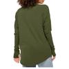 Loose Long Sleeve T Shirt Women Solid Round Neck Medium Top Thumb Hole