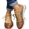 2025 spring and autumn new large size leopard print casual single shoes women's flat bottom lace-up sports casual shoes wish2025