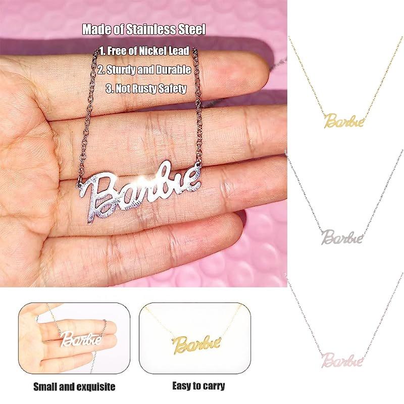 Versatile Barbie Alphabet Necklace Fashionable Steel Accessory With Polished Finish