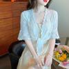 Women's Summer Lace Chiffon Shawl Cardigan - Lightweight Mid-Sleeve Top for Sun Protection