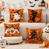 Halloween Cute Ghost Black Cat Cushion Cover Organic Short Plush Cushion Covers Machine Washable Wrinkle-Resistant Soft Durable