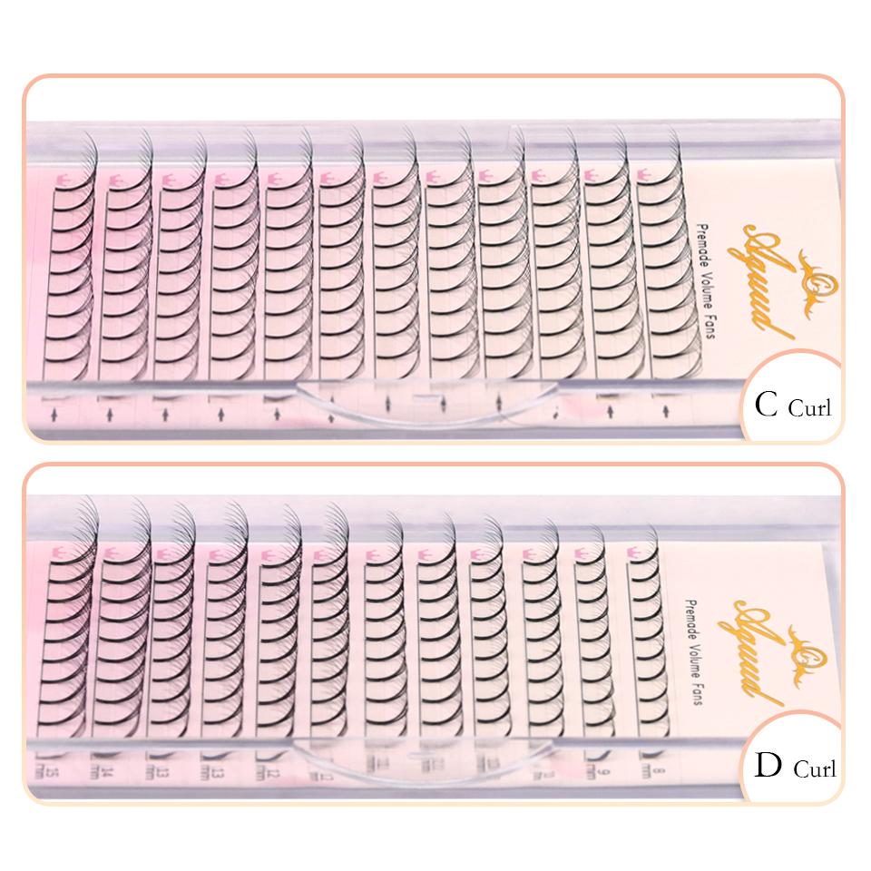 AGUUD 3D/4D/5D/6D Premade Volume Fans Fluffy Lashes Long Stem Russian Volume Eyelashes Extension Soft Matte Black Premade Fans