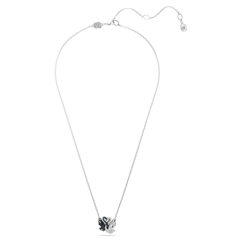 Swarovski 5705721 Women’s Black & White Swan Rhodium Plated Pendant Necklace