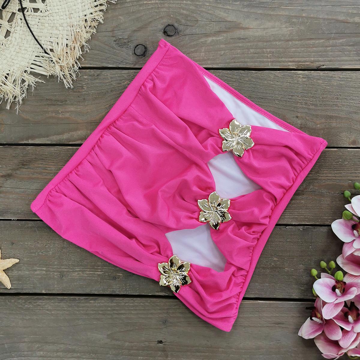 

Европейский и американский купальник-монокини с вырезами на шнуровке и 3D цветочным дизайном - женский комплект из двух частей (Коллекция 2025 г.) Medium