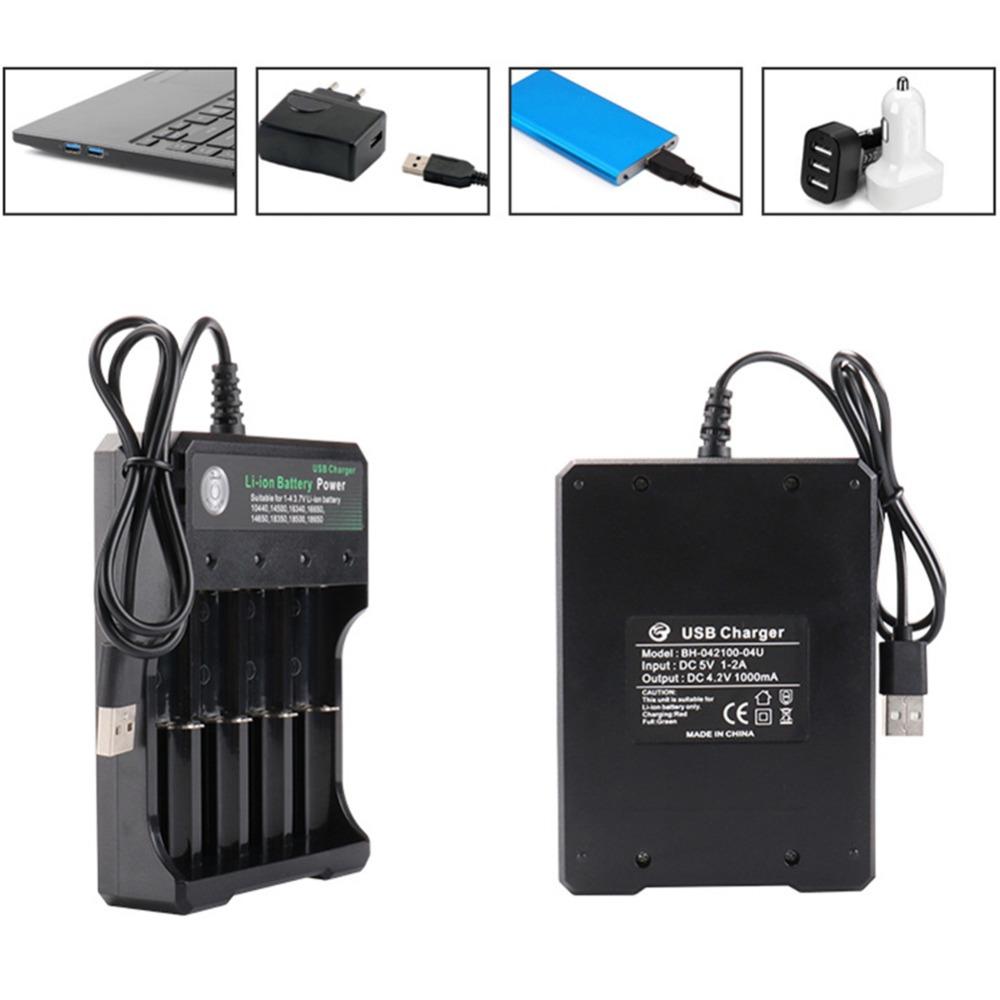 4 Slot 18650 Charger 3.7V Li-ion Battery USB Independent Charging 2X 3X 4X Portable Electronic 16340 14500 26650 Battery Charger
