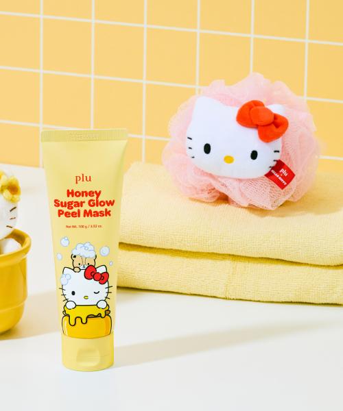 Plu Sanrio Hello Kitty Honey Sugar Glow Peel Mask 100g + Shower Ball Honey Sugar Glow Peel Mask + 1 Shower Ball