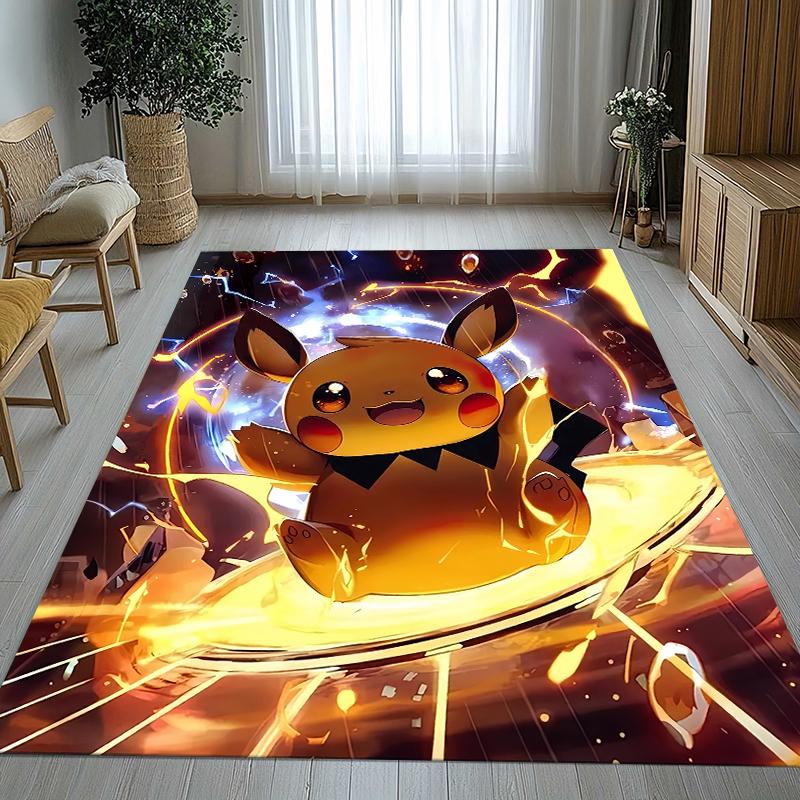 6 Style Pikachu Pokemon Living Room Non-Slip Area Rug Soft Carpet for Bedroom Kids Playroom Sofa,Home Decor Doormat Gift