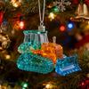 Faux Crystal Construction Truck Ornament Christmas Tree Colorful 2D Flat Acrylic Construction Vehicle Hanging Decoration Pendant