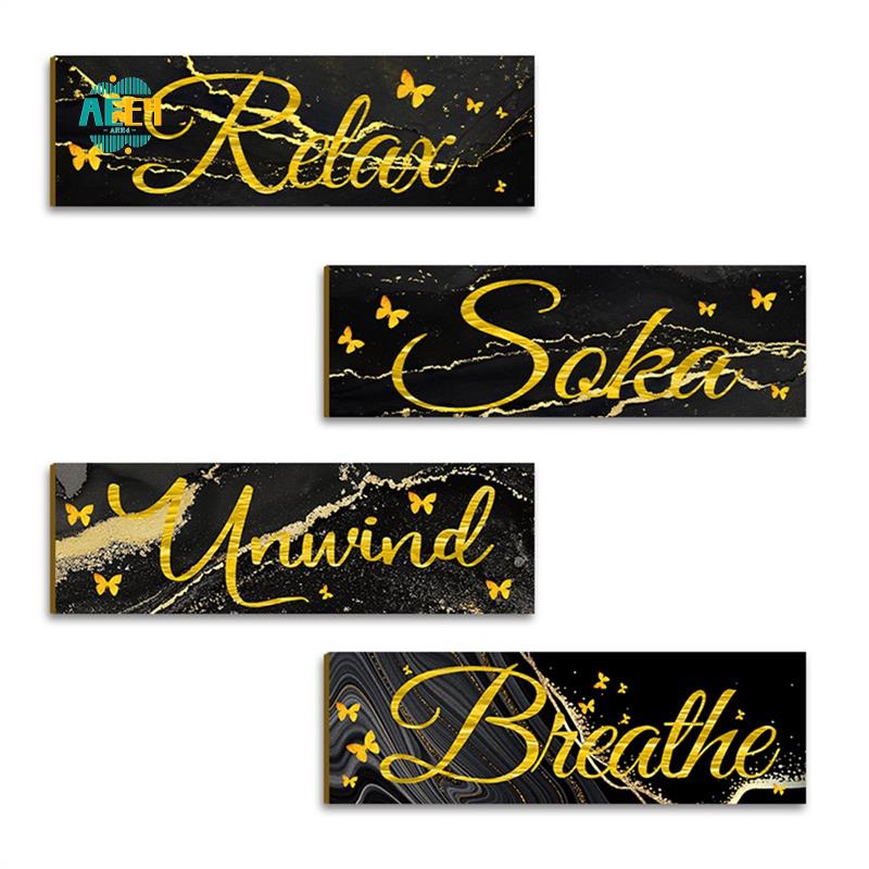 

AEE4-4 PCS Bathroom To Relax Soak And Breathe Wall Art, Wooden Hanging Sign Rural Retro Farmhouse