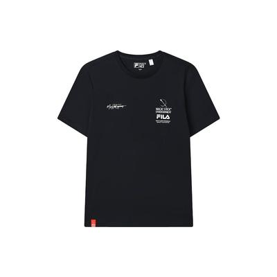 Printed Letter Crew Neck Pullover American Vintage Short Sleeve T-Shirt Men Tops Blue F11M319101F-NV