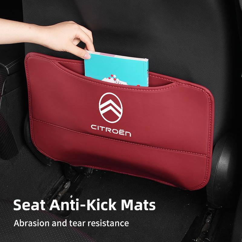 Car Anti-Kick Pad Seat Back Protective Cover Storage Pocket Auto Accessories For Citroen C4 C3 C5 C1 C2 VTS Berlingo Celysee