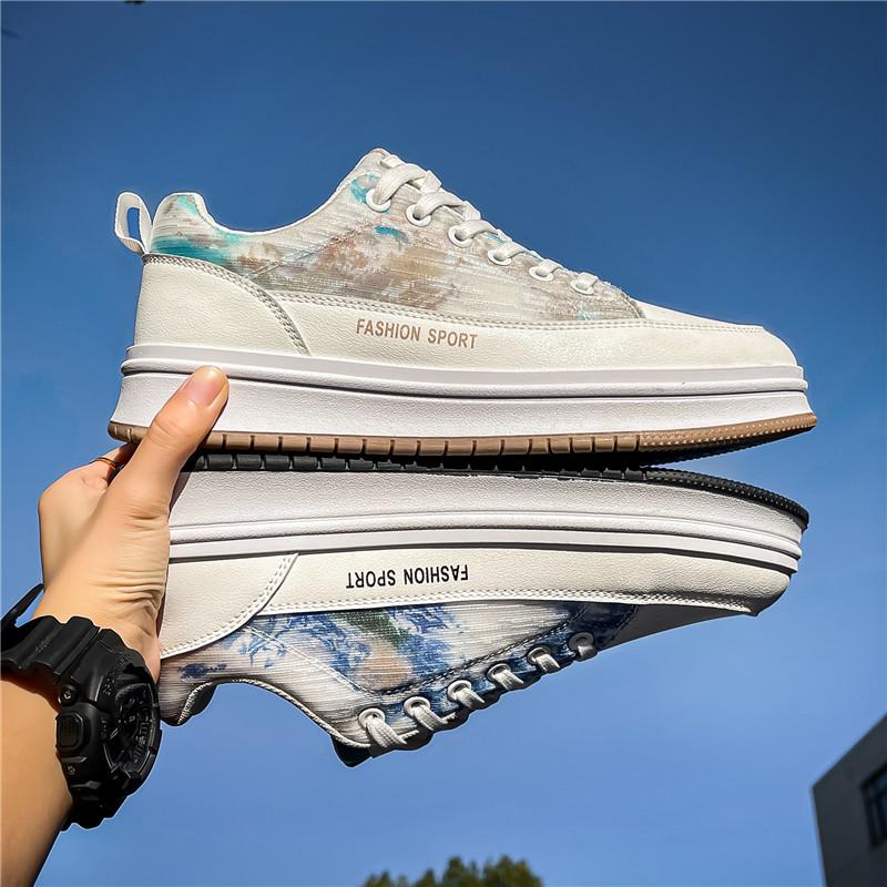 

2024 four-season leather inkjet colorful board shoes tooling men s shoes Air Force No. 1 live broadcast Hong Kong style white shoes men s shoes 39