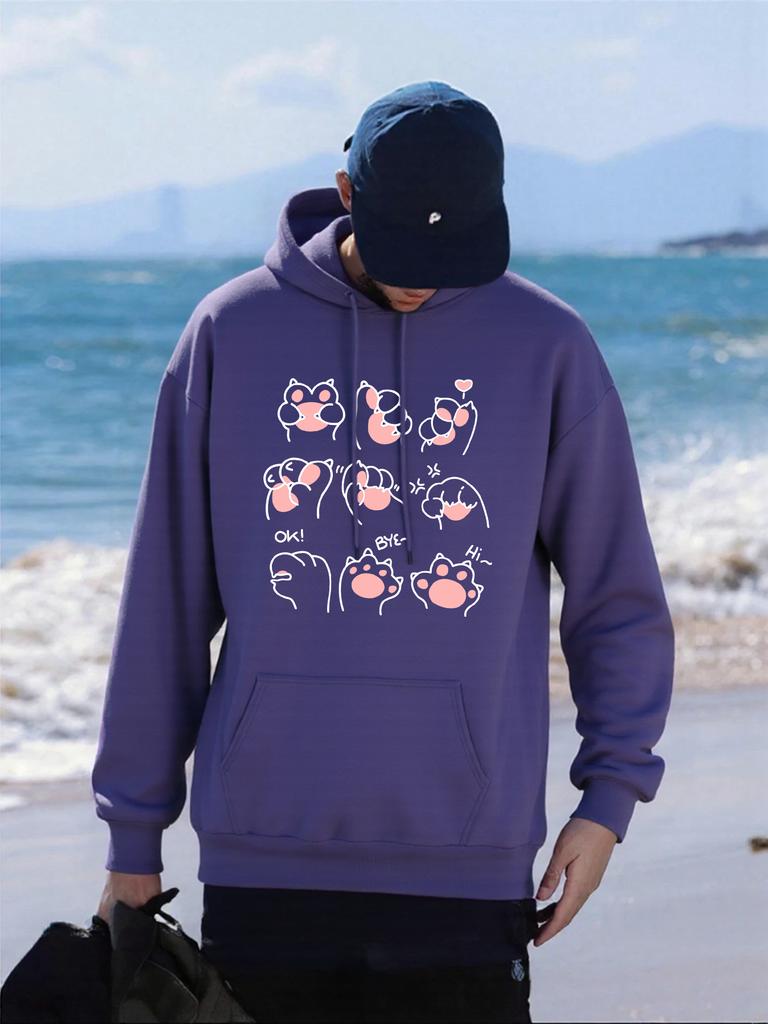 Creative Palm Gesture Printing Men Hoodies Multicolor Loose Hoody Fleece Casual Streetwear All-Match Comfortable Man Clothing